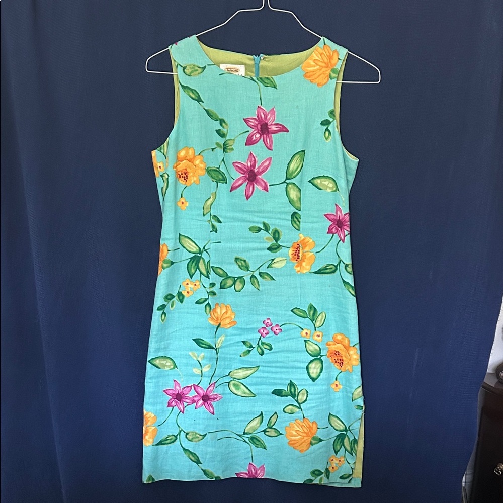 Talbots Turquoise Floral Mini Dress